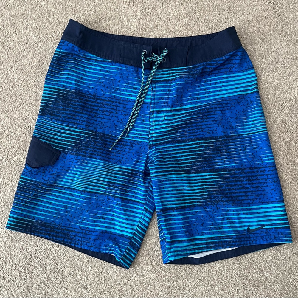 Nike Blue Striped Swimming Trunks Shorts
